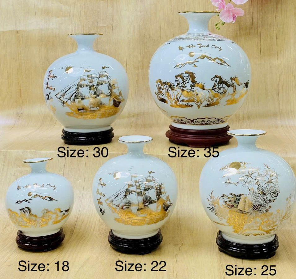 Về chất liệu sứ BÌNH HÚT TÀI LỘC THUẬN BUỒM XUÔI GIÓ MẠ VÀNG 24K